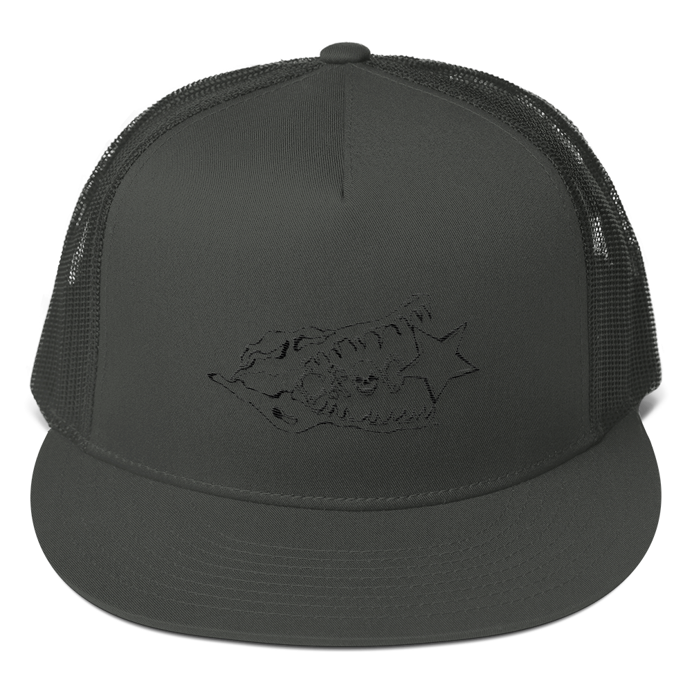 CrocSkull Logo Embroidered Black on Mesh Back Snapback