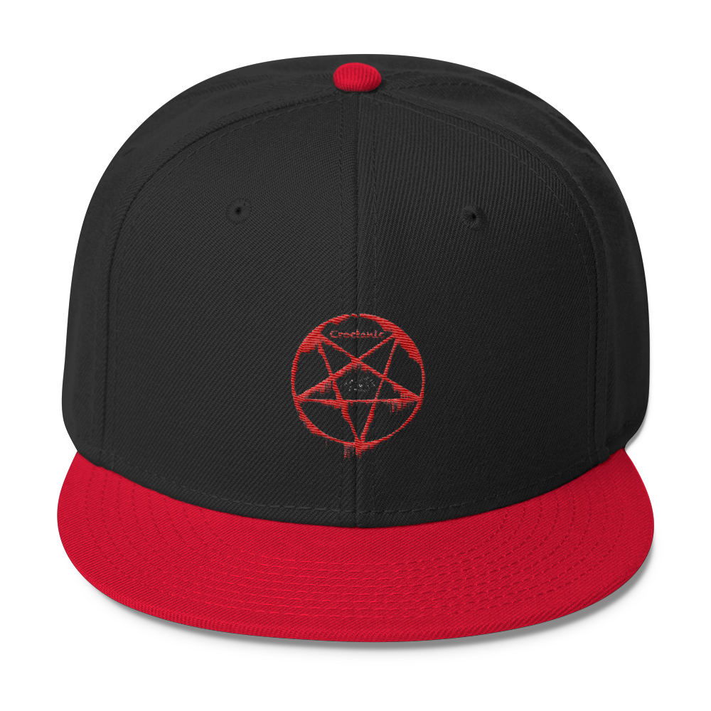 Croctanic Red & White Embroidered on Wool Blend Snapback