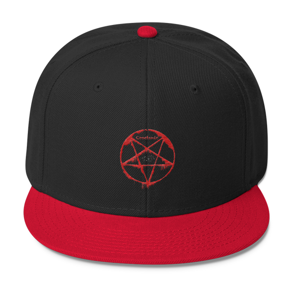 Croctanic Red & White Embroidered on Wool Blend Snapback