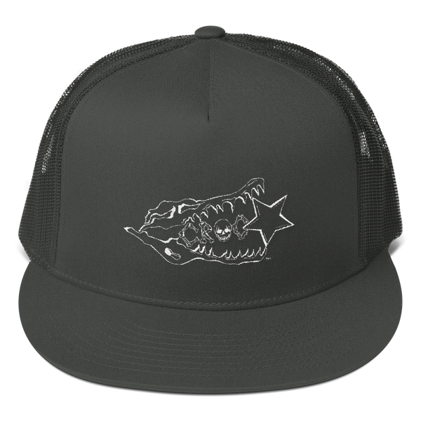 CrocSkull Logo Embroidered White on Mesh Back Snapback