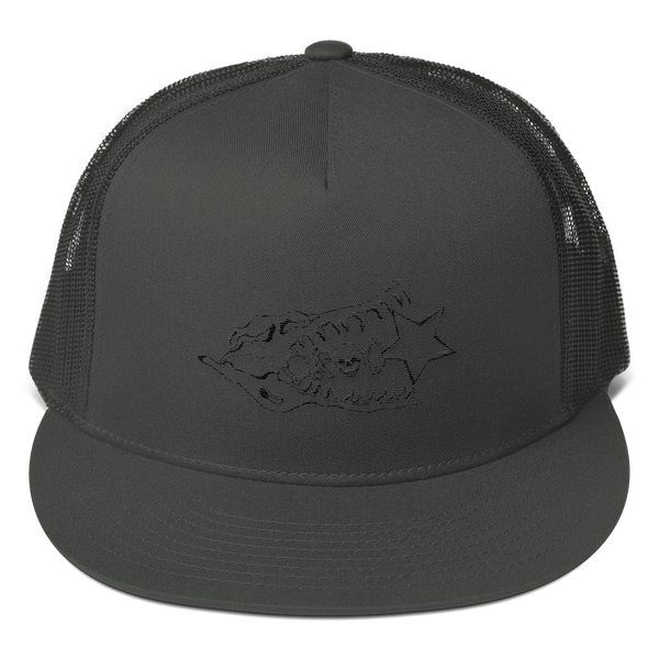 CrocSkull Logo Embroidered Black on Mesh Back Snapback
